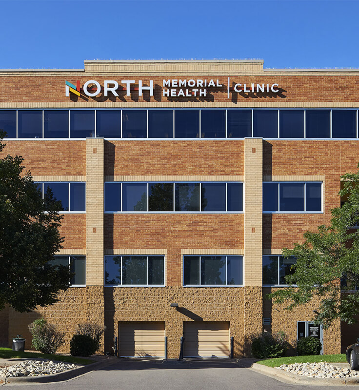 Exterior view of North Memorial Health Clinic building in Golden Valley
