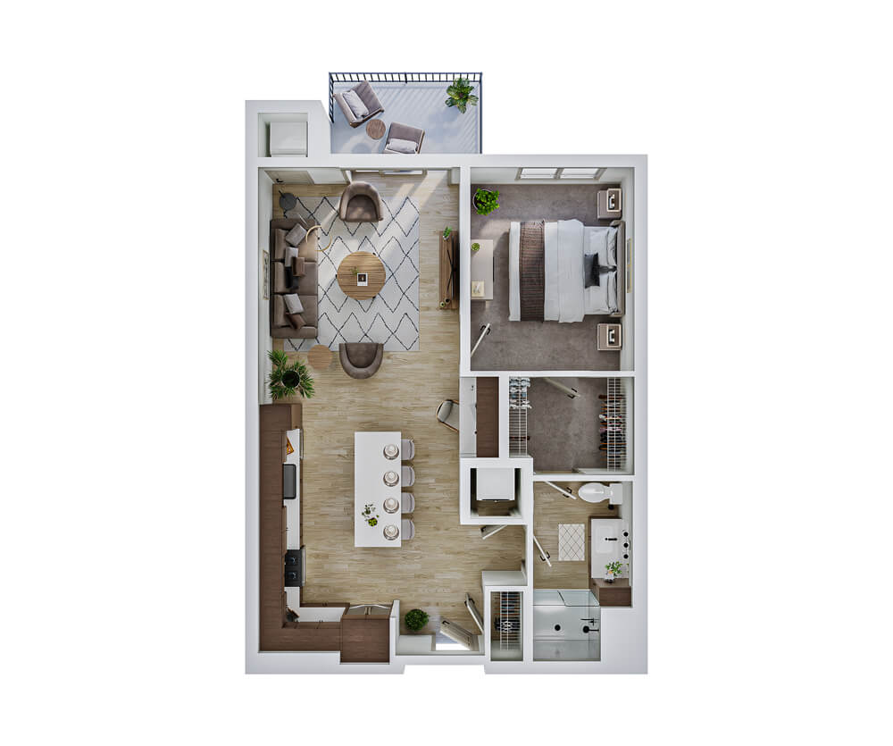 Thumbnail view of the Hampshire one-bedroom apartment floor plan at The Winn Golden Valley