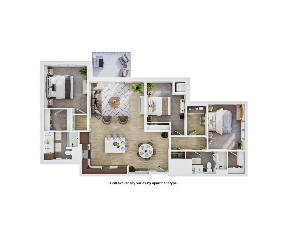 Thumbnail preview of The Winn Golden Valley Natchez three-bedroom apartment floor plan