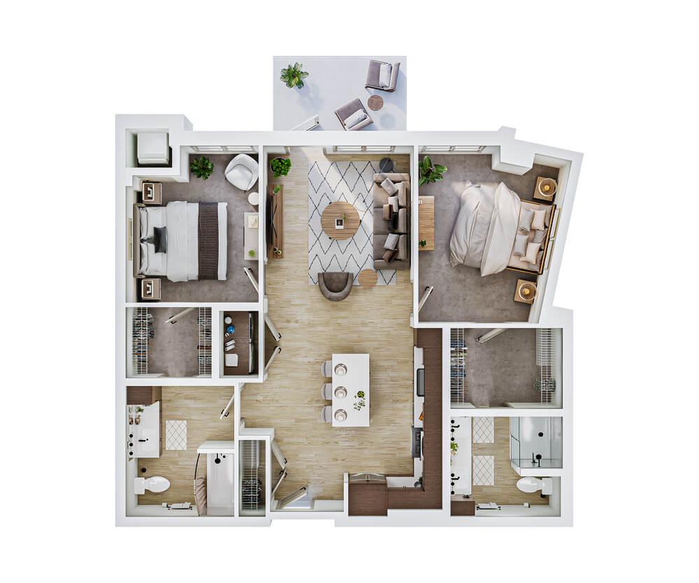 Thumbnail floor plan of the Schaper ADA two-bedroom apartment