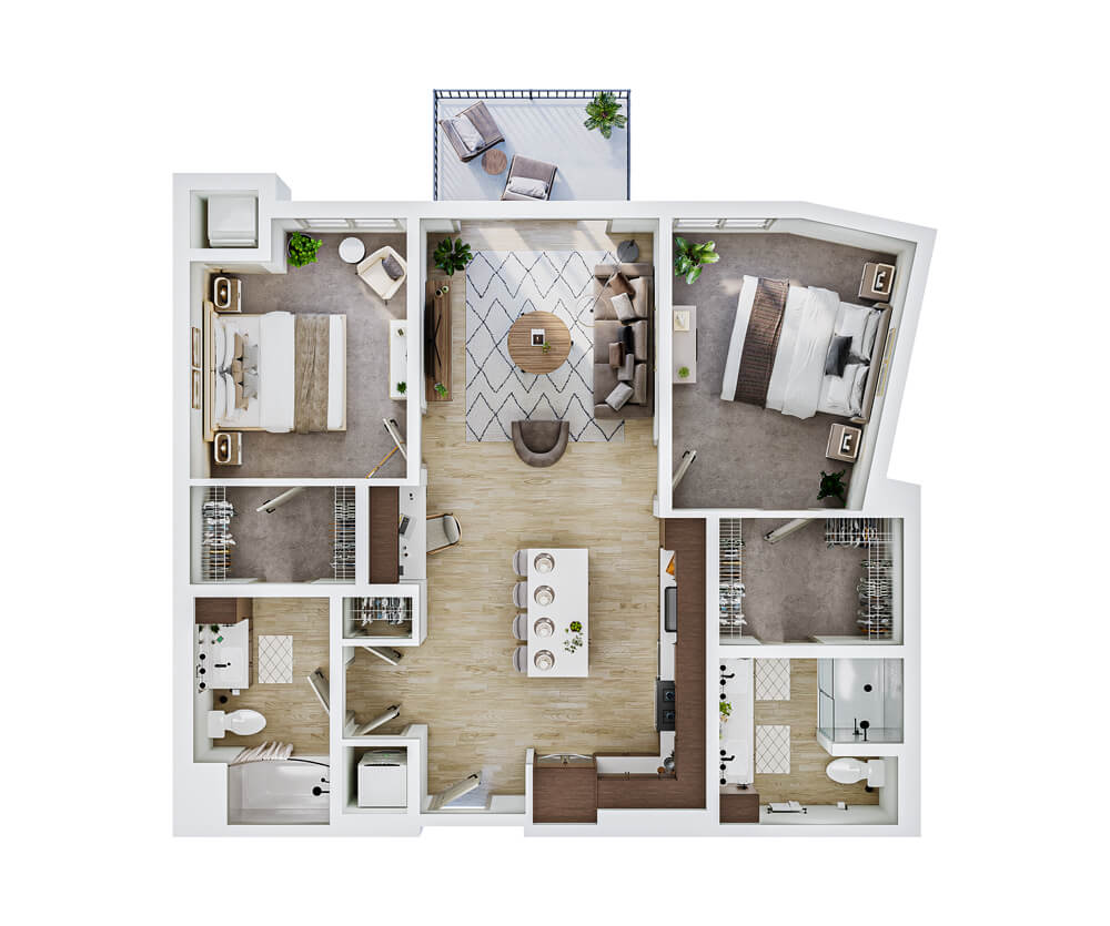 Thumbnail floor plan of the Schaper two-bedroom apartment