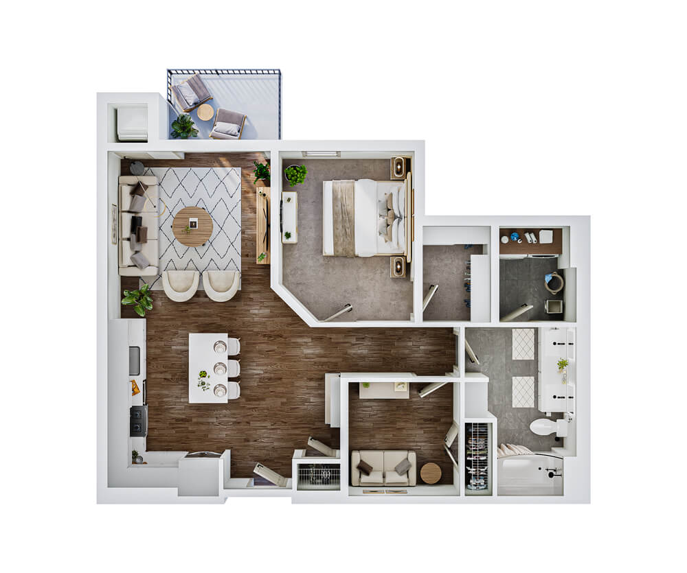 Thumbnail view of the Wesley one-bedroom with den floor plan at The Winn Golden Valley