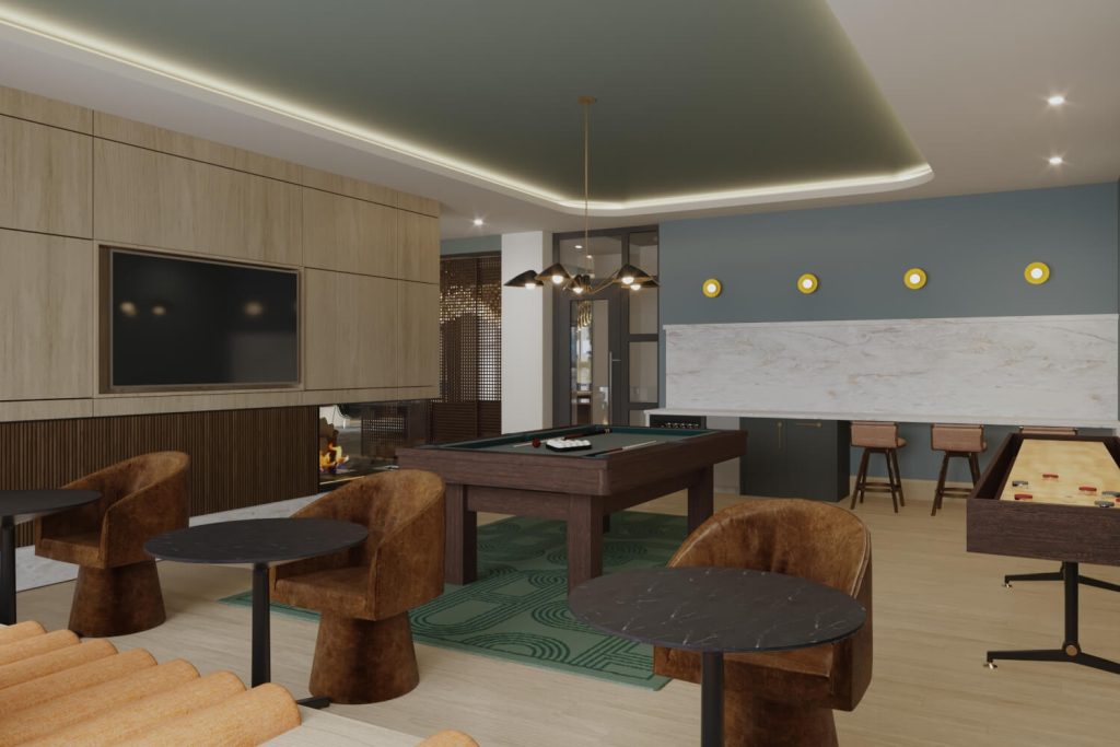 Billiards room at The Winn at Golden Valley featuring a pool table, shuffleboard, and seating area