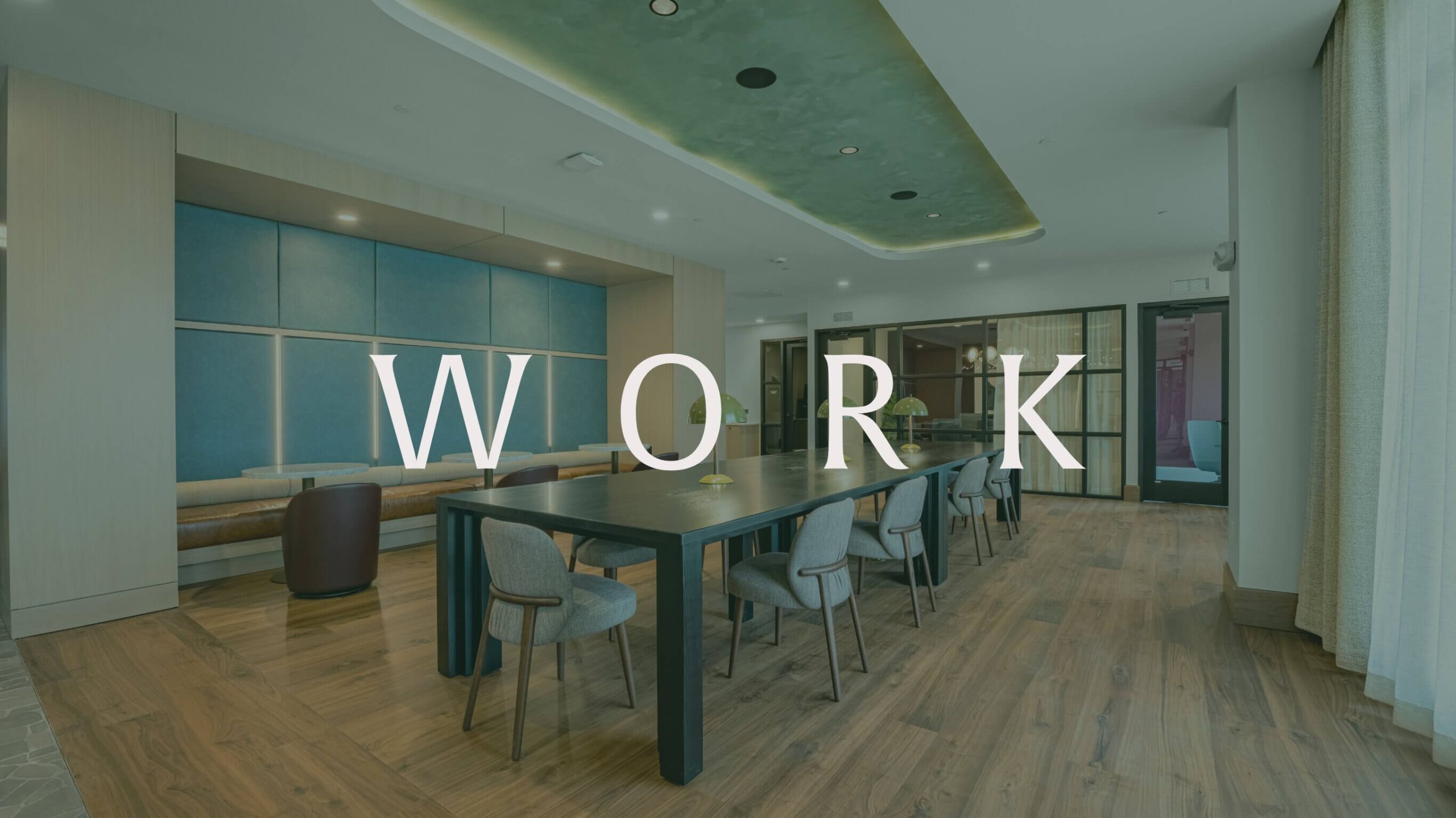 image of living room space with the word "work" overlayed on top.